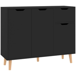 vidaXL Buffet noir 90x30x72 cm bois d'ingénierie pas cher