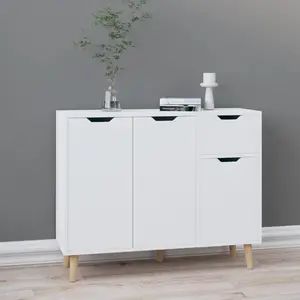 vidaXL Buffet blanc brillant 90x30x72 cm bois d'ingénierie pas cher