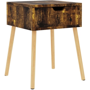 vidaXL Table de chevet chêne fumé 40x40x56 cm Aggloméré pas cher
