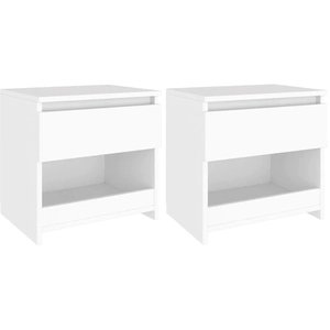 vidaXL Tables de chevet 2 pcs Blanc 40x30x39 cm Aggloméré pas cher