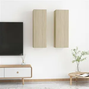 vidaXL Meubles TV 2 pcs Chêne sonoma 30,5x30x90 cm Bois d’ingénierie pas cher