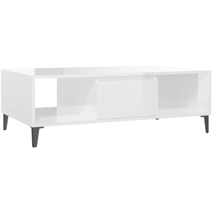 vidaXL Table basse Blanc brillant 103,5x60x35 cm Aggloméré pas cher