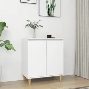 vidaXL Buffet avec pieds en bois massif blanc bois d'ingénierie 806067 pas cher