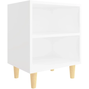 vidaXL Table de chevet avec pieds en bois massif Blanc 40x30x50 cm pas cher