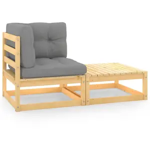 vidaXL Salon de jardin 2 pcs avec coussins Bois de pin massif pas cher