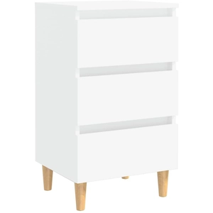 vidaXL Table de chevet avec pieds en bois solide Blanc 40x35x69 cm pas cher