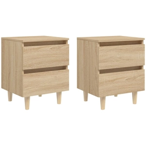 vidaXL Tables de chevet pieds en pin 2 pcs Chêne sonoma 40x35x50 cm pas cher