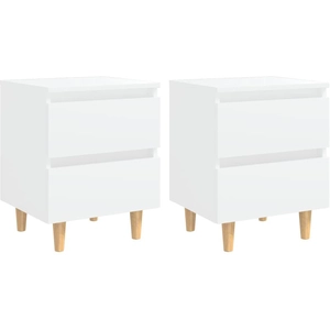 vidaXL Tables de chevet avec pieds en pin 2 pcs Blanc 40x35x50 cm pas cher