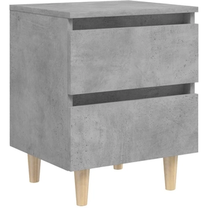 vidaXL Table de chevet avec pieds en pin Gris béton 40x35x50 cm pas cher