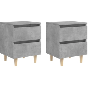 vidaXL Tables de chevet pieds en pin 2 pcs Gris béton 40x35x50 cm pas cher