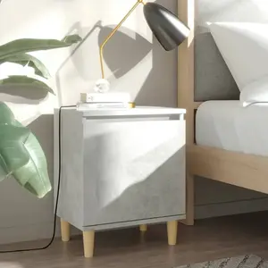 vidaXL Table de chevet avec pieds en bois Gris béton 40x30x50 cm pas cher