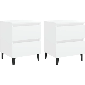 vidaXL Tables de chevet 2 pcs Blanc 40x35x50 cm Aggloméré pas cher
