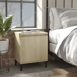 vidaXL Table de chevet avec pieds en métal chêne sonoma 40x30x50 cm pas cher