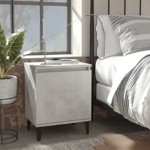 vidaXL Table de chevet avec pieds en métal gris béton 40x30x50 cm pas cher