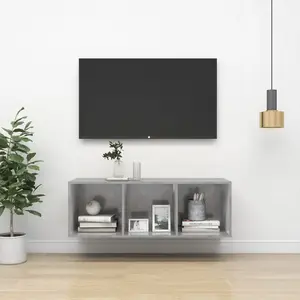 vidaXL Meuble TV mural Gris béton 37x37x107 cm Bois d’ingénierie pas cher