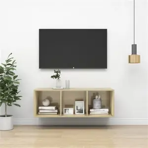 Meuble tv mural Chêne sonoma 37x37x107 cm Aggloméré Vidaxl Chêne sonoma pas cher
