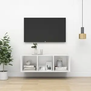 vidaXL Meuble TV mural Blanc 37x37x107 cm Bois d’ingénierie pas cher