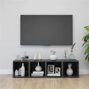 Meubles tv 4 pcs Gris brillant 37x35x37 cm Aggloméré Vidaxl gris brillant pas cher