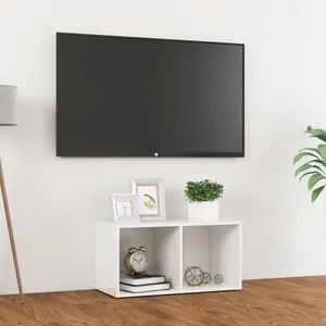 vidaXL Meuble TV Blanc brillant 72x35x36,5 cm Aggloméré pas cher
