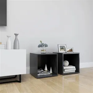 Jinlefu - Meubles tv 2 pcs Gris 37x35x37 cm Aggloméré vidaXL - Gris pas cher