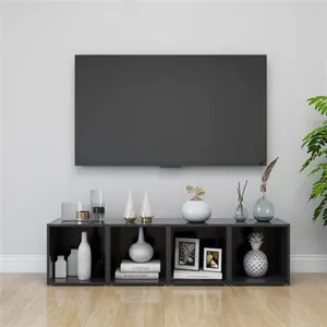 vidaXL Vidaxl Meubles Tv 4 Pcs Gris 37x35x37 Cm Bois D’Ingénierie pas cher