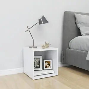 vidaXL Meuble TV Blanc 37x35x37 cm Bois d’ingénierie pas cher