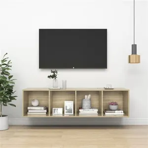 vidaXL Meuble TV mural Chêne sonoma 37x37x142,5 cm Bois d’ingénierie pas cher