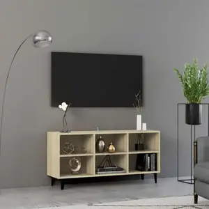 Comparateur de prix : vidaXL Meuble TV avec pieds en métal Chêne sonoma 103,5x30x50 cm