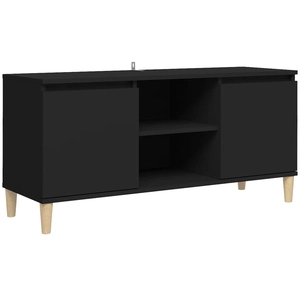 vidaXL Meuble TV avec pieds en bois massif Noir 103,5x35x50 cm pas cher