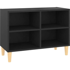 vidaXL Meuble TV avec pieds en bois massif Noir 69,5x30x50 cm pas cher