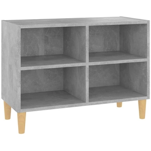 vidaXL Meuble TV avec pieds en bois massif Gris béton 69,5x30x50 cm pas cher
