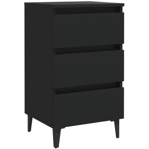vidaXL Table de chevet avec pieds en métal Noir 40x35x69 cm pas cher