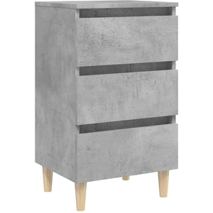 vidaXL Table de chevet avec pieds en bois solide Gris béton 40x35x69cm pas cher