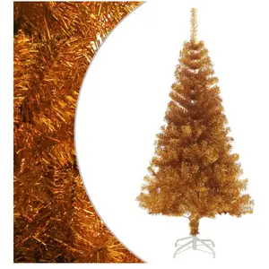 vidaXL Sapin de Noël artificiel avec support Doré 120 cm PET pas cher