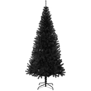 vidaXL Sapin de Noël artificiel avec support noir 240 cm PVC pas cher