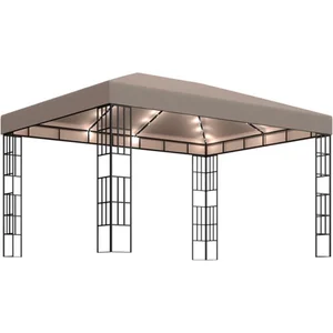 vidaXL Vidaxl Tonnelle Avec Guirlande Lumineuse À Led 4x3 M Taupe pas cher