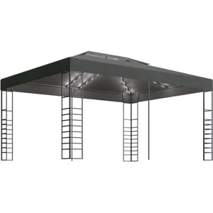 vidaXL Tonnelle avec guirlande lumineuse à LED 3x4 m Anthracite pas cher
