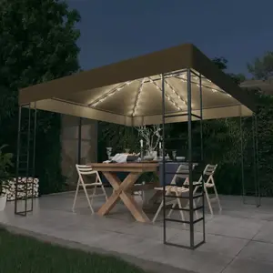 vidaXL Chapiteau avec guirlande lumineuse à LED 3x3 m Taupe