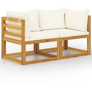 vidaXL Banc de jardin à 2 places avec coussins blanc crème pas cher