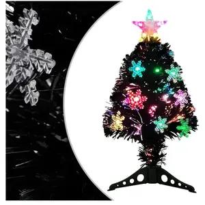 vidaXL Sapin de Noël et flocons de neige LED Noir 64 cm Fibre optique pas cher
