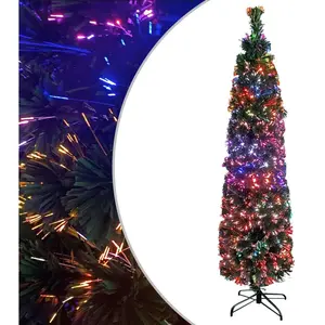 vidaXL Arbre de Noël artificiel mince et support 180 cm fibre optique pas cher