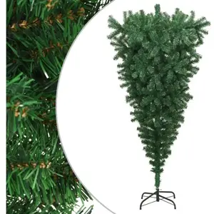vidaXL Sapin de Noël artificiel renversé avec support Vert 210 cm pas cher