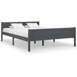 vidaXL Cadre de lit Bois de pin massif Gris 120x200 cm pas cher