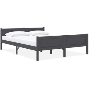 vidaXL Cadre de lit Bois de pin massif Gris 140x200 cm pas cher
