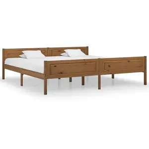 vidaXL Cadre de lit Bois de pin massif Marron miel 200x200 cm pas cher