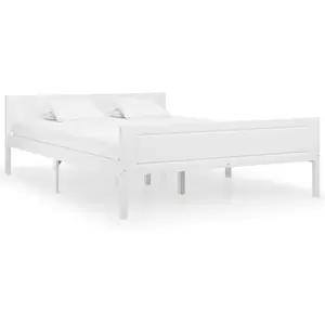 vidaXL Cadre de lit Bois de pin massif Blanc 160x200 cm pas cher