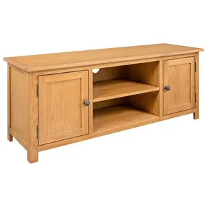vidaXL Meuble TV 110x35x44 cm Bois de chêne massif pas cher