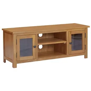 vidaXL Meuble TV 110x35x44 cm Bois de chêne massif pas cher