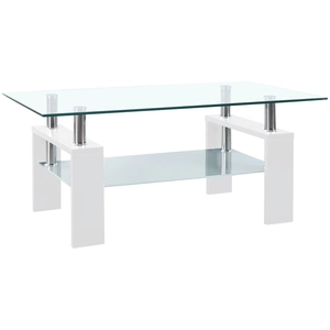 vidaXL Table basse Blanc et transparent 95x55x40 cm Verre trempé pas cher