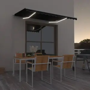 vidaXL Auvent manuel rétractable avec LED 350x250 cm Anthracite pas cher